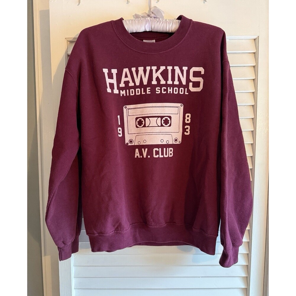 STRANGER THINGS Sweatshirt M Hawkins Middle School Cassette 1983 netflix show
